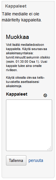 Kappaleiden lisääminen - muokkausnäkymä