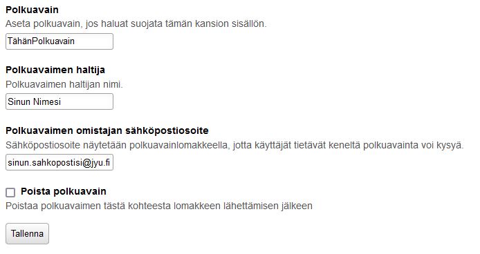 Polkuavaimen muokkausnäkymä